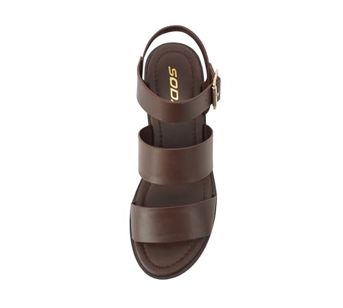 Image of Soda ACCOUNT ~ Women Open Toe Two Bands Lug sole Fashion Block Heel Sandals with Adjustable Ankle Strap