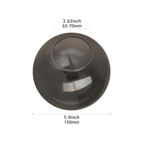 Image of Lighting Replacement Glass Globe Shade,Smoke Gray Lampshade Glass Accessories For Pendant Lights, Wall Lights, And Ceiling Lights,5.9 inch Diameter, 2.64 inch Opening Diameter (Smoke Gray, 5.9 inch)
