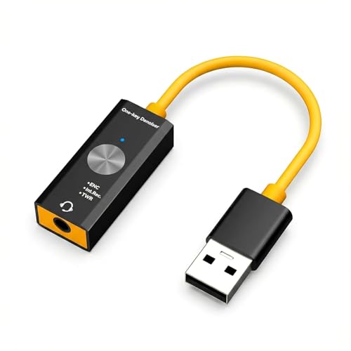 Image of Sound Card for Laptop PC I External Stearo USB to 3.5mm Jack Audio Adapter I One Click Noise Cancelling Audio Card Splitter Converter for Windows and Mac, Linux, (USB Sound Card)