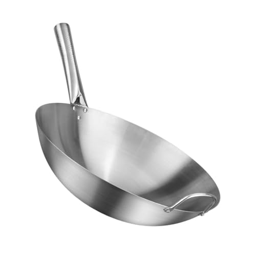 Wok con fondo redondo de acero inoxidable antiadherente