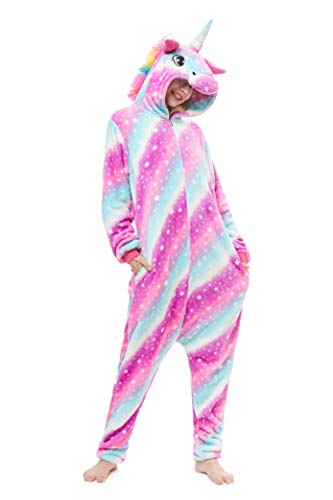 Yutown New Adult Animal Costume Onesie Unicorn Halloween Cosplay Pajama Zipper Starry Pegasus