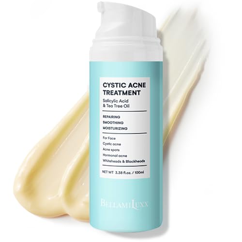 BellamiLuxx Cystic Acne Treatment for Face: Hormonal Acne Treatment Cream for Teens & Adults - Salicylic Acid & Tea Tree Oil Pimple Spot Remover - Anti-Acne Moisturizer Reduces Redness, Blemishes