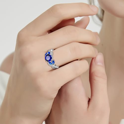 Yaresul 3.6Ct Women'S Round Created Sapphire Ring Bezel Setting Marquise Fashion Statement Ring 925 Sterling Silver Engagement Rings For Women Best Gift For Mother And Grandma Size 8 thumb #4