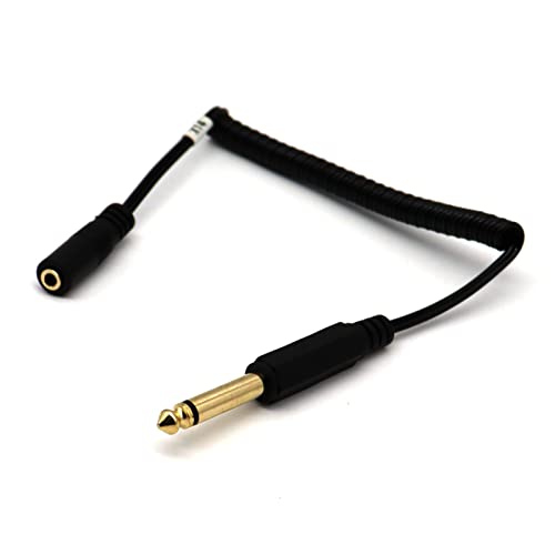 Cable extensión audio Jack 3.5mm a 6.35mm enrollado miniatura 3