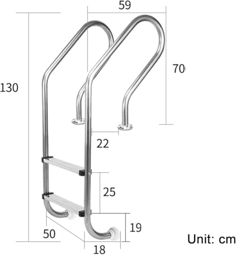 Escalier de piscine en acier inoxydable robuste avec rail de sécurité chic