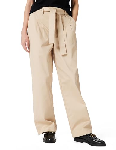 Calvin Klein Jeans LV044D639G - Pantalones Casuales de Sarga de algodón con cinturón para Mujer, Color marrón (Caqui Encantador), Talla S, Marrón (Charming Khaki), S