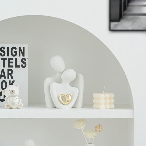 Ceramic Couple Statue - Modern Shelf Decor Knick Knacks for Shelves, Valentine's Day Wedding Gifts, Home Decor for Living Room, Bedroom, Bookshelf & TV Stand (L) - Image 4