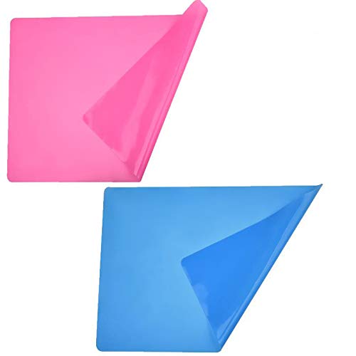 Aibeads 2Pack Multipurpose Silicone Nonstick Clay Mat,for Crafts Jewelry Casting Moulds Mat,15.7” x 11.8” Multipurpose Nonstick Heat Resistant MatBlue & Pink