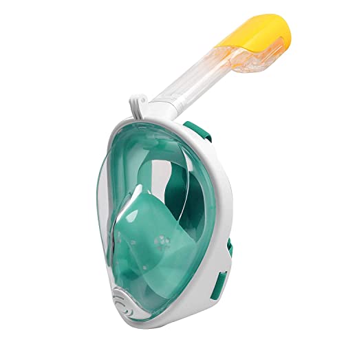 Image of VBM Full Face Snorkeling Mask Diving Gear - Dry Top System,180 Degree Panoramic View Snorkeling Mask with Camera Mount,Safe Breathing,Anti-Leak Anti-Fog-Swim Fins (Green - L /XL)