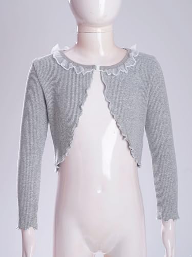 Hularka Kids Girls Knit Dance Crop Tops Ballet Wrap Shrug Sweater Long Sleeve Cardigan Ballerina Gymnastics Sweater3