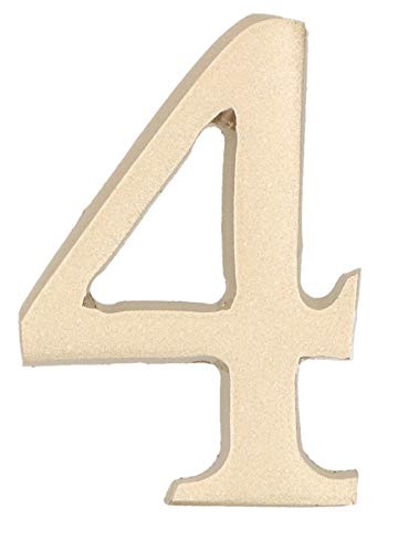 KOTARBAU® Número de puerta autoadhesivo 5 cm, Nº 4 Número para puertas o buzones 3D, Número de señalización de puerta de latón, Número de casa, apartamento, Número 4 satinado, Números de dirección