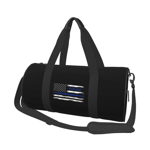 Police Thin Blue Line Convertible Garment Bag with Shoulder Strap, Carry on Garment Duffel Bag for Men Women - Rolling Foldable for Travel Luggage Bags (Black)