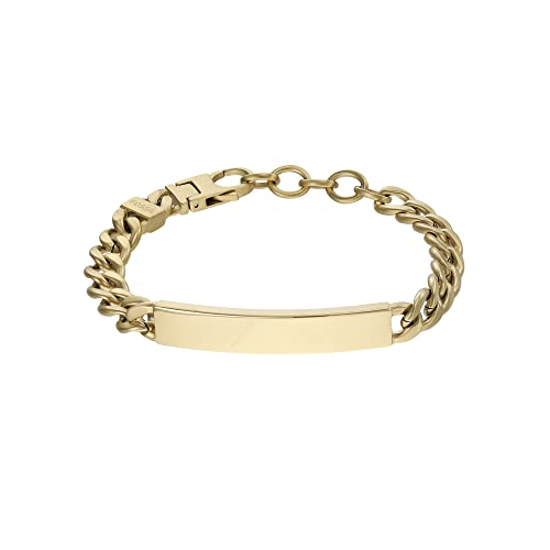 Image of Fossil Men's Plated Stainless Steel Engravable Personalized Gift ID, Chain or Cuff Bracelet for Men