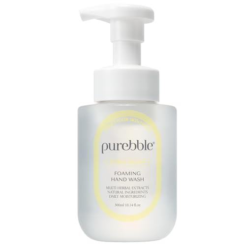 PUREBBLE Citrus Yellow Foaming Hand Wash with Hyaluronic Acid, Lemon Scent | Gentle, Hydrating, Luxurious Formula | For Kitchen and Bathroom | Cruelty Free Sulfate Free | 10.14 fl oz