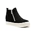 Soda Taylor Black Hidden Fashion Wedge Sneaker Shoes Side Zipper (Black, 7)