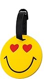 Stylish PVC Suitcase Baggage Travel Luggage Id Name Tag | Fun Cute Luggage Tags (Love, Cool,Heart Eyes, Smiley Sunglass) (Love)