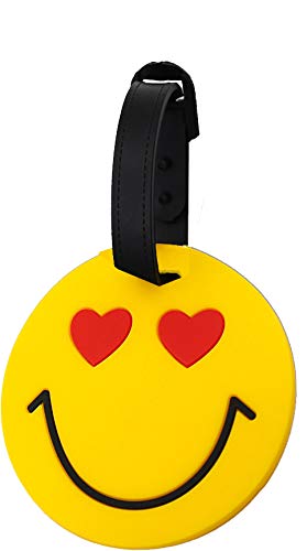 Stylish PVC Suitcase Baggage Travel Luggage Id Name Tag | Fun Cute Luggage Tags (Love, Cool,Heart Eyes, Smiley Sunglass) (Love)