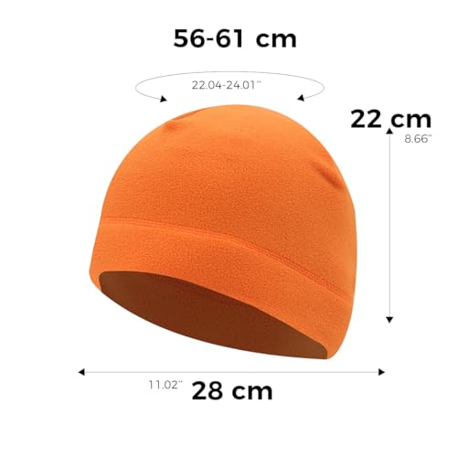 Winter Warm Wintermütze für Damen und Herren, Unisex Solid Outdoor Sport Radfahren Mütze Fleece Ski Beanie Skull Cap (DE/NL/SE/PL, Alphanumerisch, Einheitsgröße, M, Orange)