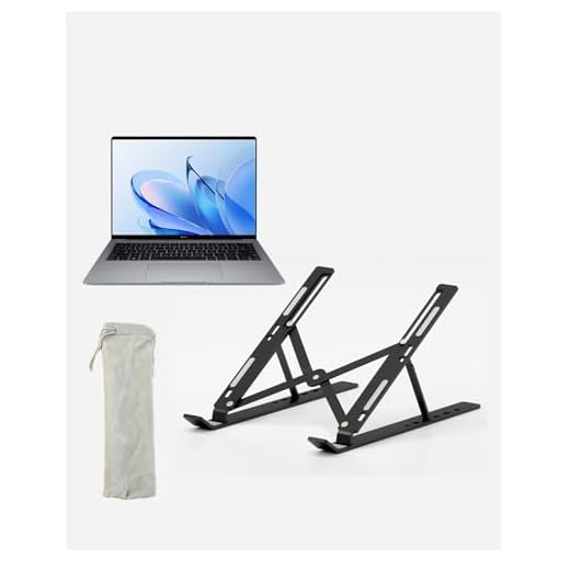 Adjustable Aluminum Alloy Laptop Stand for Desk, Portable Laptop Riser with 6-Level Height, Foldable Ergonomic Laptop Holder, for 10-15.6” Laptops and Tablets - Black