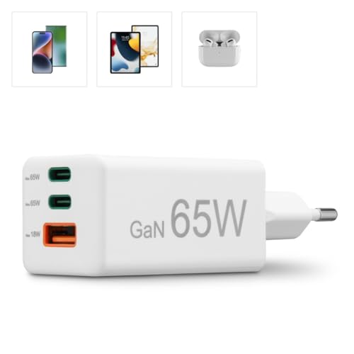 Cargador Mini Hama 65W con 2 USB-C y 1 USB-A Blanco para Pared 6