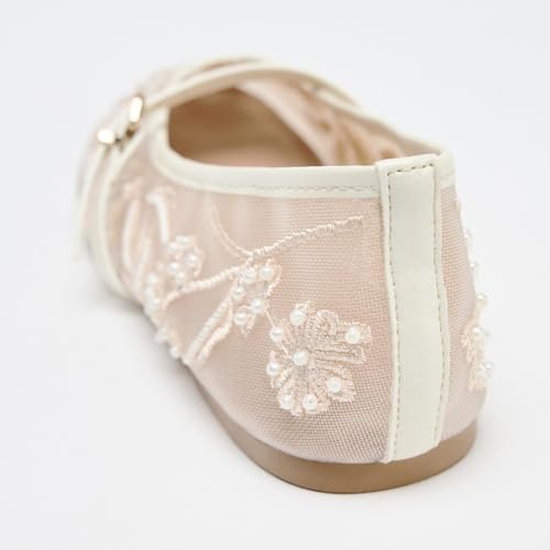 Mesh Ballet Flats for Women Embroidered Floral Round Toe Mary Jane2