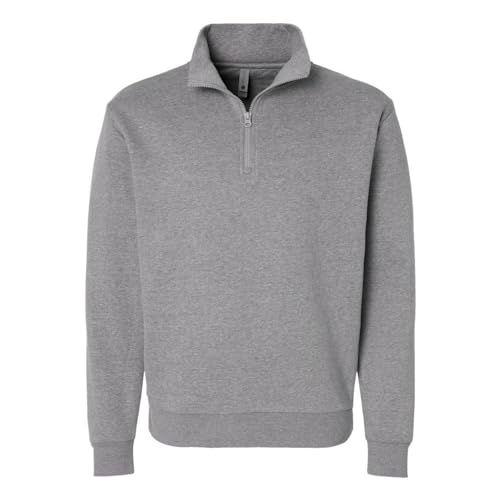 Next Level Unisex Fleece Quarter-Zip Pullover, XL, Heather Grey