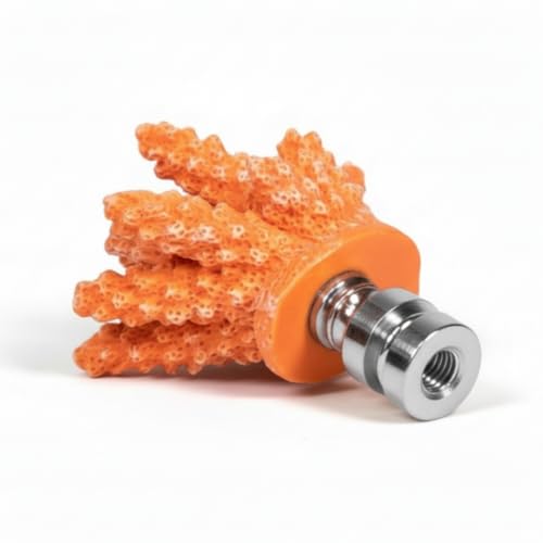 Image of Royal Designs, Inc. Sea Life Lamp Finial, Large Coral, Orange, Polished Silver Base, Replacement Finial for Table or Floor Lamps