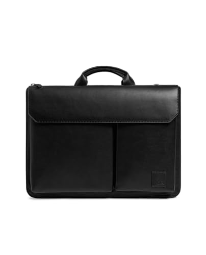 DailyObjects Leather Urban Tech Briefcase Bag | Laptop Messenger Bag with Sturdy Handle | Detachable Shoulder Strap | Magnetic Closure & Trolley Sleev