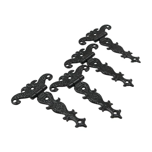 Ieron 4 pièces charnières décoratives Classiques en T, charnières sculptées en Forme de T en Alliage de Zinc Robuste pour Meubles, étagère, boîte en Bois (Noir)