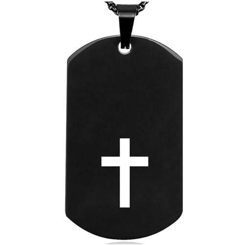 Faith Cross Necklace for Men Women - Christian Bible Verse Stainless Steel Pendant with Laser Engraved Scripture, Inspirational Religious Jewelry Gift for Baptism, ful spiritual gift (Customize)