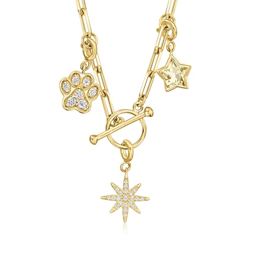 Ross-Simons 18kt Gold Over Sterling Charm-Compatible Paper Clip Link Toggle Necklace3