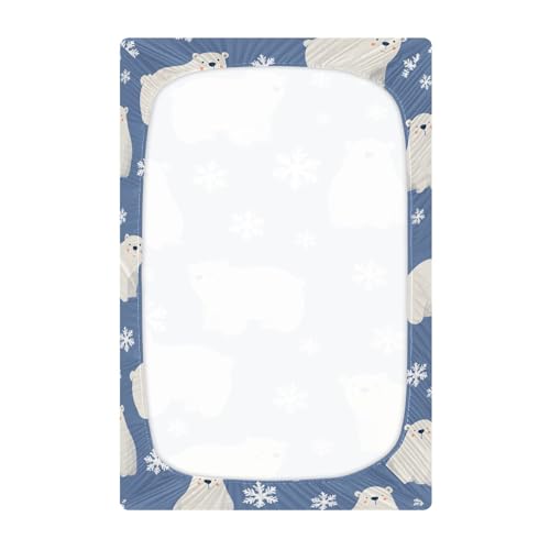 Image of Northern Bear Snow Flower Crib Sheets Stretchy Portable Sheets for Baby Toddler Breathable Soft Crib Mattress Sheet for Girls Boys