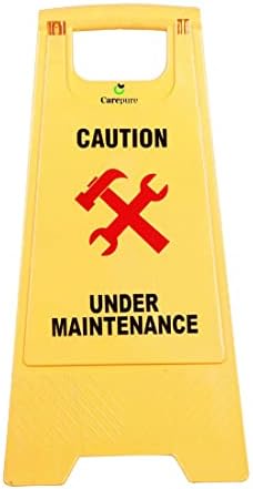 Under Maintenance Caution Sign Board | ABS-Plastic | Standing Caution Sign Board Under Maintenance - Yellow