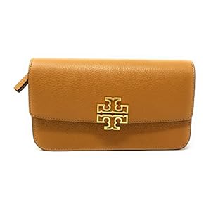 Tory Burch Women’s Britten Leather Chain Wallet Tiramisu