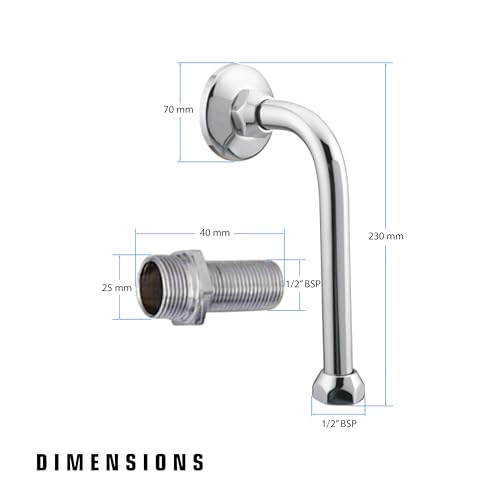 Image of Pixaflo Stainless Steel 9 inch inch L-Bend for Wall Mixer | 1 /2 inch inch X 3 /4 inch inch Hex Nipple | Compatible for All Types of 2 in 1 and 3 in 1 Wall Mixers