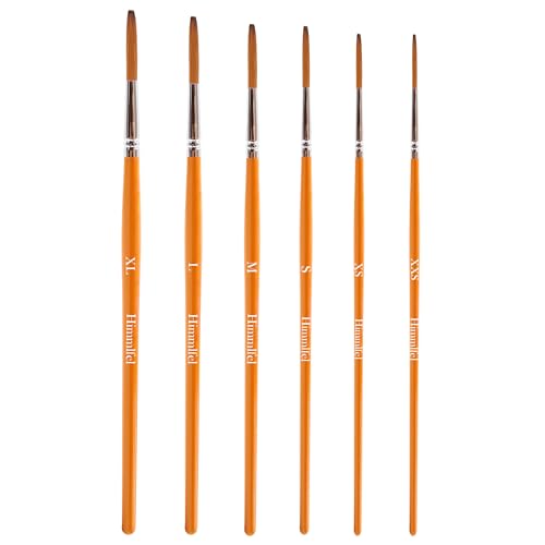 Himmlfel Pinceles Lettering, 6 Piezas Pinceles para Pintar Letras, líneas, contornos, etc., para acrílico, Acuarela, óleo y Gouache Pintura