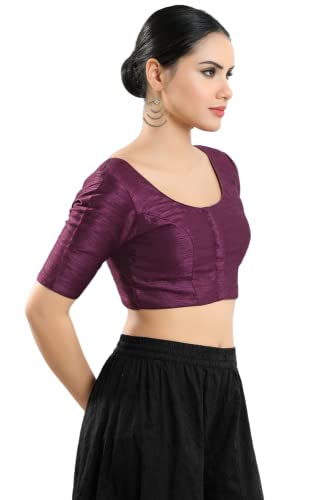Image of Vamas Women's Silk Padded Self Design Half Sleeve Readymade Saree Blouse (X-766.N)