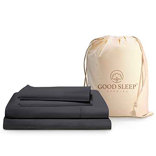GIGBEI Cotton sheets, 800 thread count, soft, breathable, deep pocket, sateen weave, cal king, dark gray, bed sheets, adjustable, lightweight, durable, portable, user-friendly