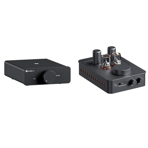 Image of Fosi Audio V3 Stereo Amplifier Home Audio Class D Mini Amp 2 Channel Audio Component and GR70 Tube Headphone Amp Preamp Mini HiFi Preamplifier for Home Audio