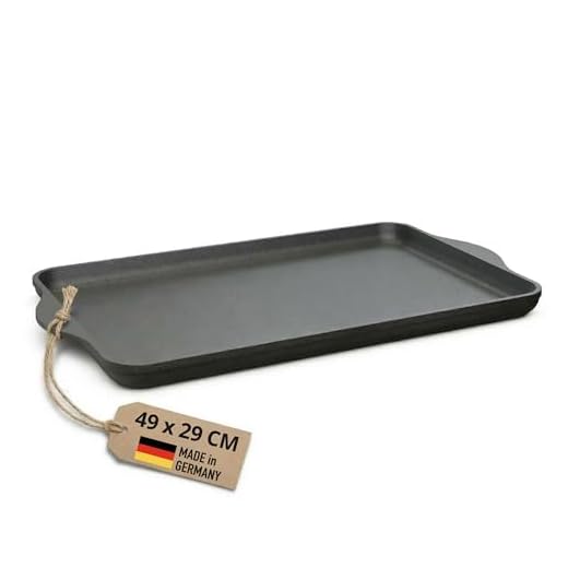 Lieblingspfanne Teppanyaki Grillplatte XXL 43x28 cm - mit Seitengriffen - glatte antihaftbeschichtete Plancha aus Aluminium Guss für alle Herdarten inkl. Induktion und Außengrill