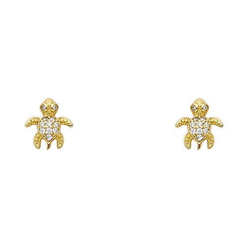 14k Yellow OR White Gold Turtle Stud Earrings with Screw Back2
