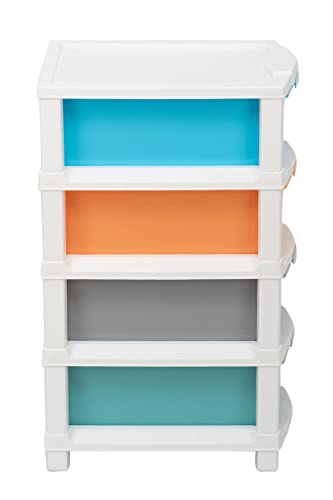Image of Joyful Studio 4 Regular Plastic Modular Drawer System for Home, Office, Hospital, Parlor, School, Home and Kids, Product Dimension When assembeled (31cmx39cmx60 cm) (Studio4 /Pastel, Multicolour)