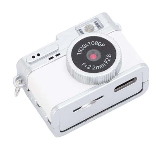 Luocute Mini Câmera Retro, 1080p FHD 2MP 4 Filtros Compactos Câmera Digital de 32 GB de Bolso Com Flash LED, Tela Colorida de 0,96in (WHITE)
