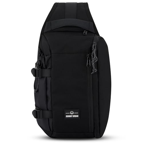 Johnny Urban Slingbag Damen Herren Schwarz - Charlie - Crossbody Schultertasche Travel Wandern Outdoor Reisen - Reißfestes & Langlebiges Material - Fach für Wasserflasche
