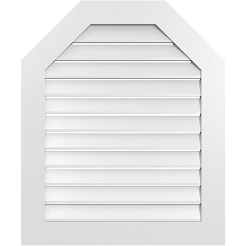 Ekena Millwork GVPOT30X3601SF Octagonal Top Surface Mount PVC Gable Vent, 30 W Inch x 36 H Inch, Factory Primed White