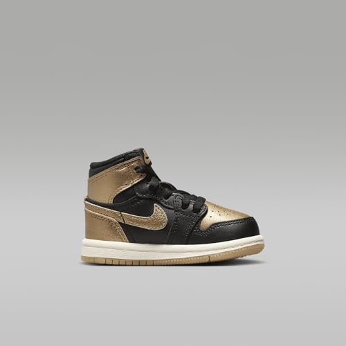 Jordan 1 Retro High OG Baby/Toddler Shoes (FD1413-071, Black/Sail/Metallic Gold)3