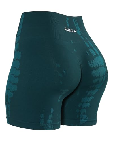Image of AUROLA Serpent Seamless Scrunch Workout Shorts for Women,Tummy Control Squat Proof Ribbed Thick Active Gym Short