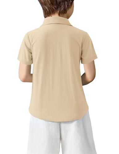 Boys Guayabera Shirt Short Sleeve Button Down Casual Shirt with Chest Pockets for Summer Hawaiian Holiday 4-13Y 5