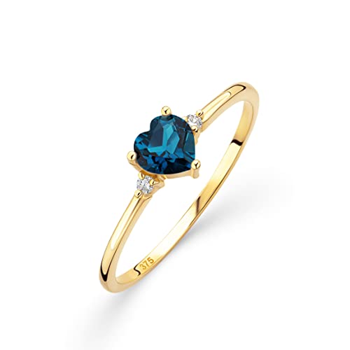Bague de fiançailles or jaune 9k et émeraude cœur Orovi