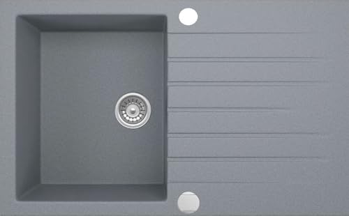 Preisvergleich Produktbild Granitspüle Küchenspüle Granit Siphon Einbauspüle Spülbecken Spüle Granit 76x45 (Grau - ZQZs113)